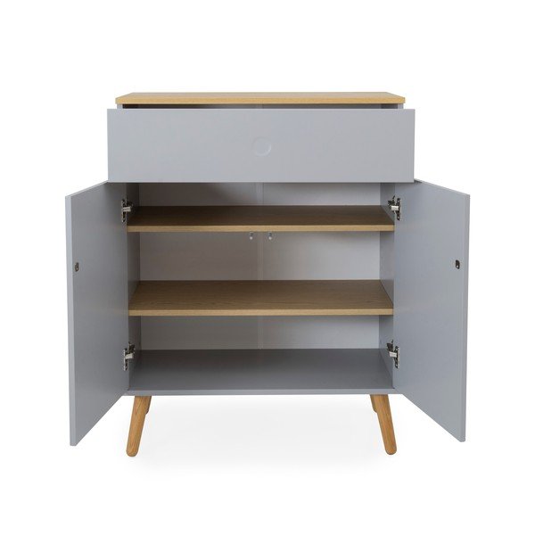 Szara szafka z nogami z drewna dębowego Tenzo Dot, szer. 79 cm-image-2