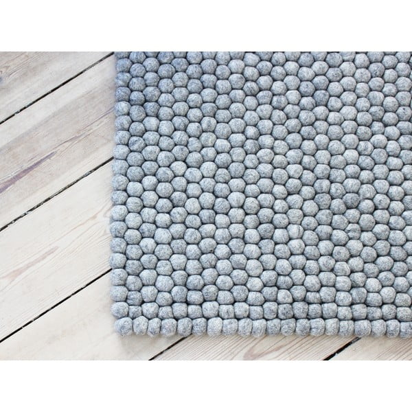 Stalowoszary wełniany dywan kulkowy Wooldot Ball Rugs, ⌀ 100x150 cm-image-1
