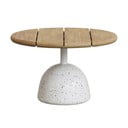 Biało-naturalny okrągły stolik z blatem z drewna akacjowego ø 55 cm Saura – Kave Home