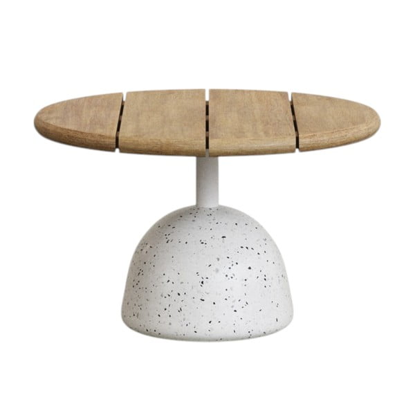 Biało-naturalny okrągły stolik z blatem z drewna akacjowego ø 55 cm Saura – Kave Home