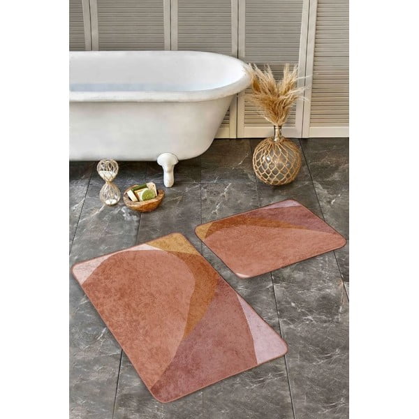 Brązowe aksamitne dywaniki łazienkowe zestaw 2 szt. 60x100 cm – Mila Home-image-4