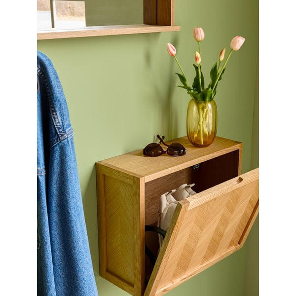 Ścienna szafka na buty z drewna dębowego Hübsch Herringbone-image-3