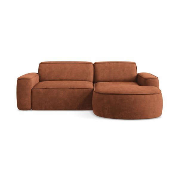 Narożnik z tkaniny szenilowej (prawostronny/z szezlongiem) w kolorze terakoty Omao – Makamii