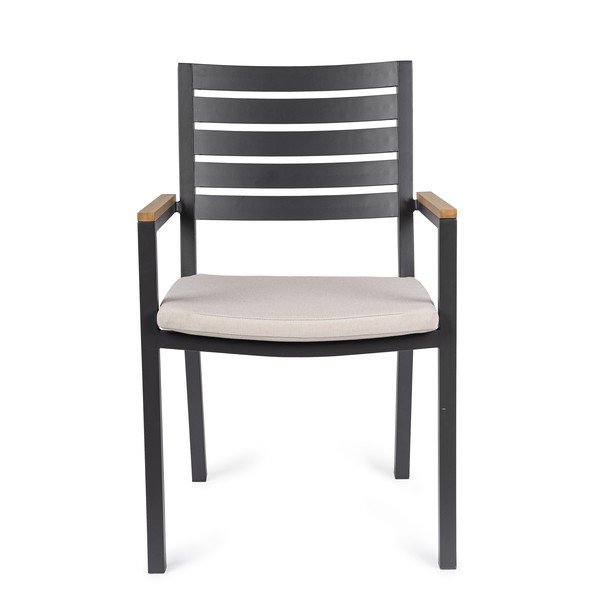 Antracytowe metalowe krzesło ogrodowe Henna – Bizzotto-image-2