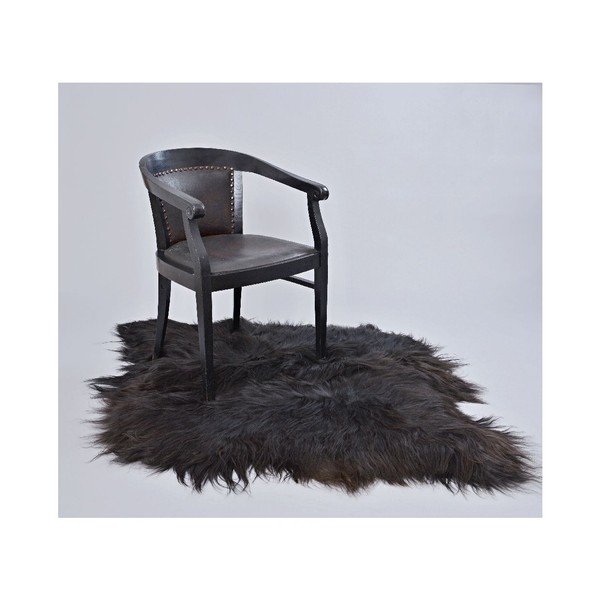 Ciemny dywan futrzany z długim włosiem, 90 x 80 cm-image-2