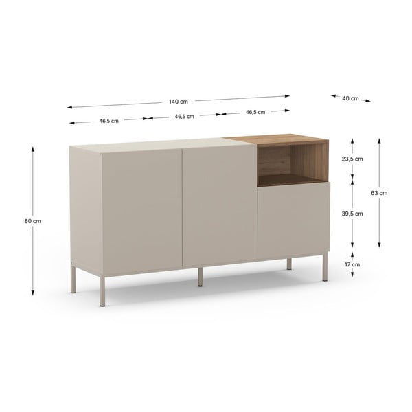 Komoda w naturalnym kolorze 140x80 cm Cailin – Marckeric-image-3