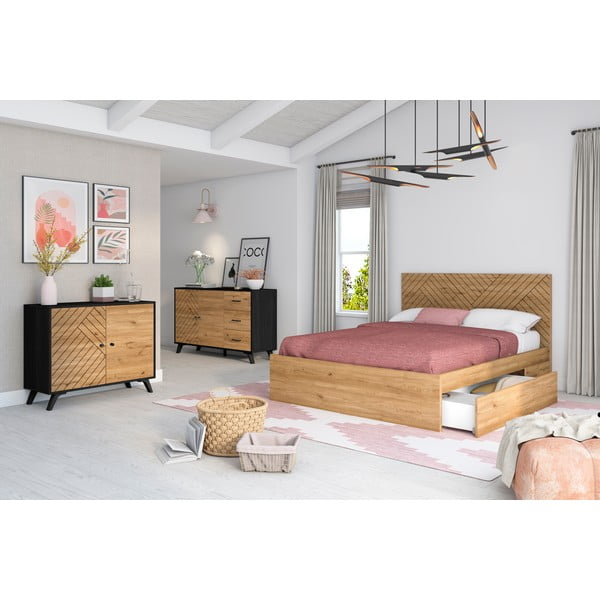 Biało-naturalna szuflada pod łóżko Zebra – Marckeric-image-1