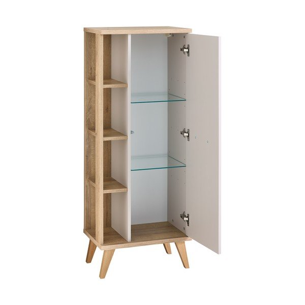 Kremowa wysoka szafka łazienkowa w dekorze dębu 50,5x128 cm Quickset 966 – Pelipal-image-2