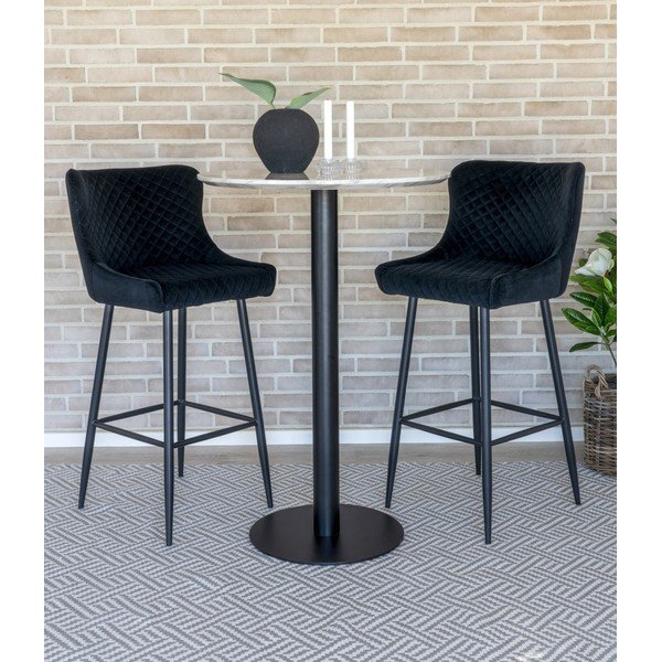 Okrągły stolik barowy z blatem w dekorze marmuru ø 70 cm Bolzano – House Nordic-image-1