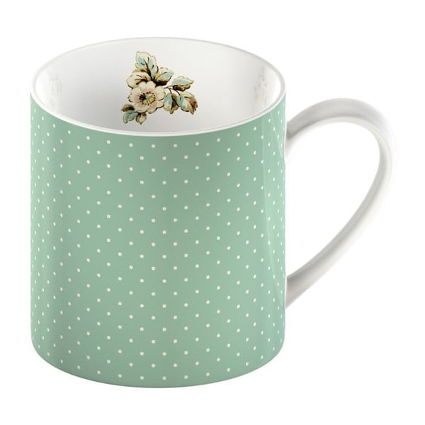 Zielony kubek porcelanowy w kropki Creative Tops Cottage Flower, 330 ml