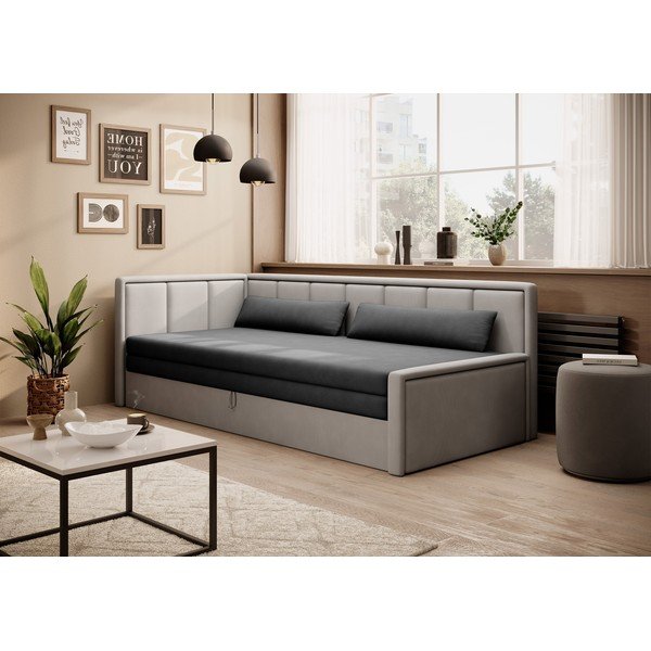 Szara rozkładana/ze schowkiem sofa z tkaniny szenilowej 214 cm Fulgeo – ELTAP-image-1