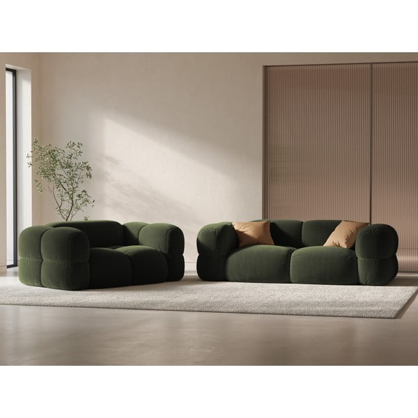 Zielona aksamitna sofa 210 cm Loretto – Cosmopolitan Design-image-1