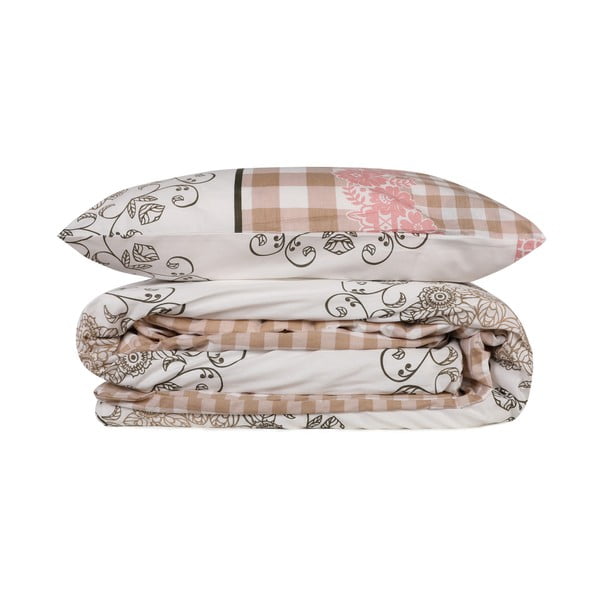 Biało-różowa pościel jednoosobowa z bawełny renforcé 140x200 cm Nazenin – Mijolnir