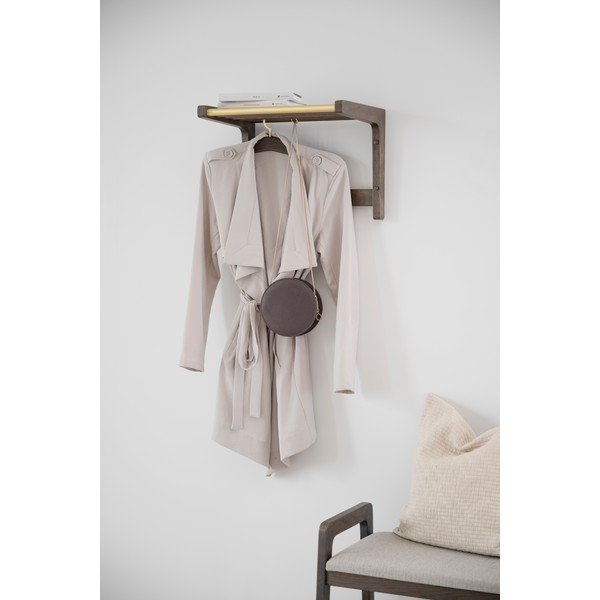 Ciemnobrązowy wieszak ścienny z litego drewna dębowego Inverness – Rowico-image-3