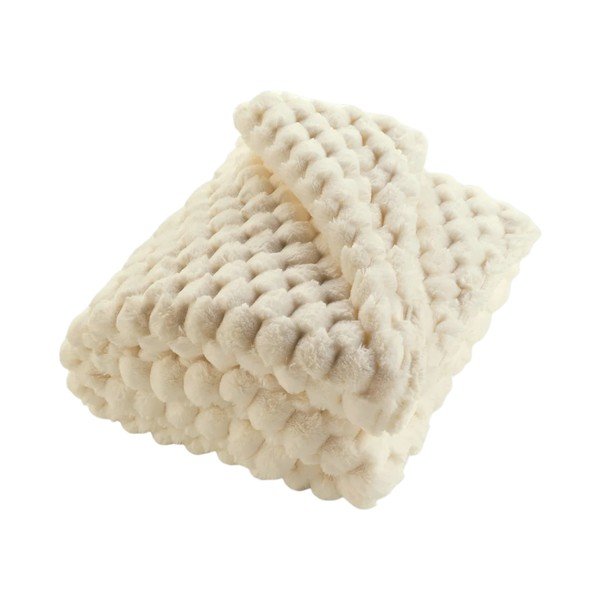 Koc z mikropluszu w kolorze kości słoniowej 180x220 cm Frosty – douceur d'intérieur
