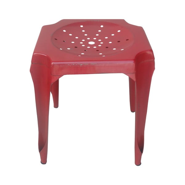 Metalowy stołek retro Gion, czerwony