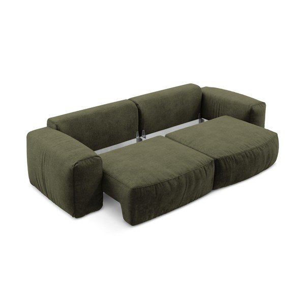 Zielona rozkładana sofa z tkaniny szenilowej 275 cm Kuki – Makamii-image-4