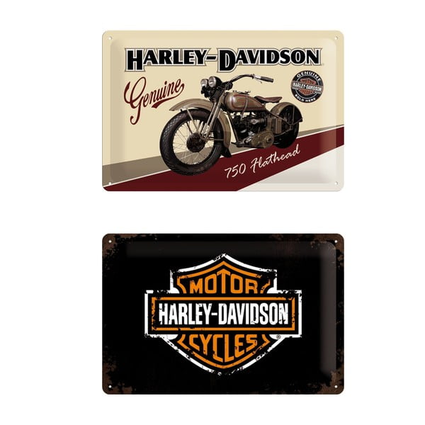 Zestaw 2 blaszanych tablic Retro Harley, 20x30 cm
