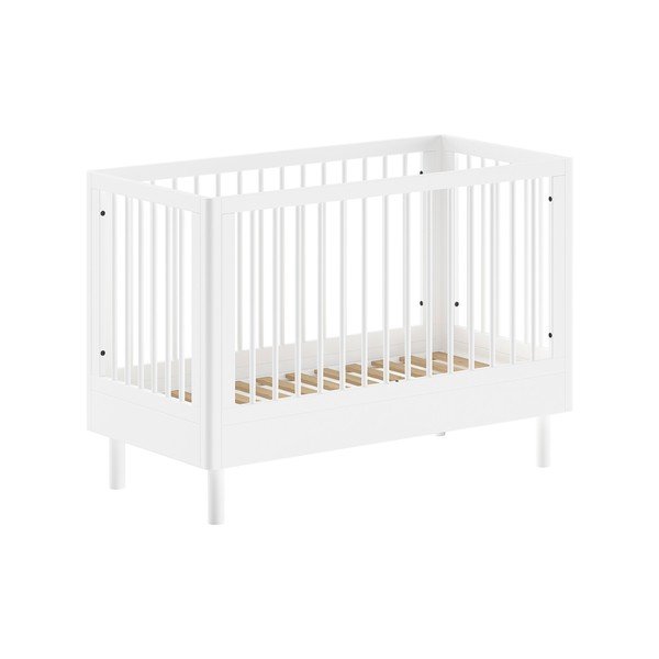 Białe łóżeczko z litego drewna bukowego z regulowaną wysokością 60x120 cm Forrest – Vipack-image-2