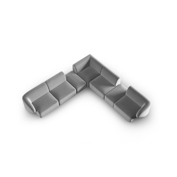 Szary aksamitny narożnik Paolo – Milo Casa-image-1