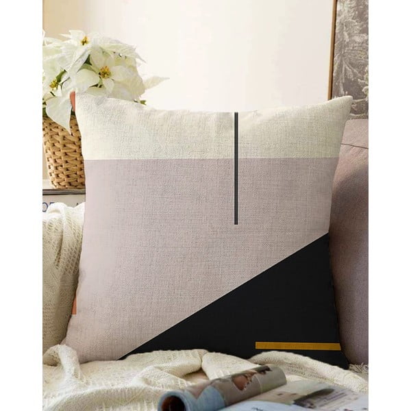 Różowo-czarna poszewka na poduszkę z domieszką bawełny Minimalist Cushion Covers Abstract, 55x55 cm