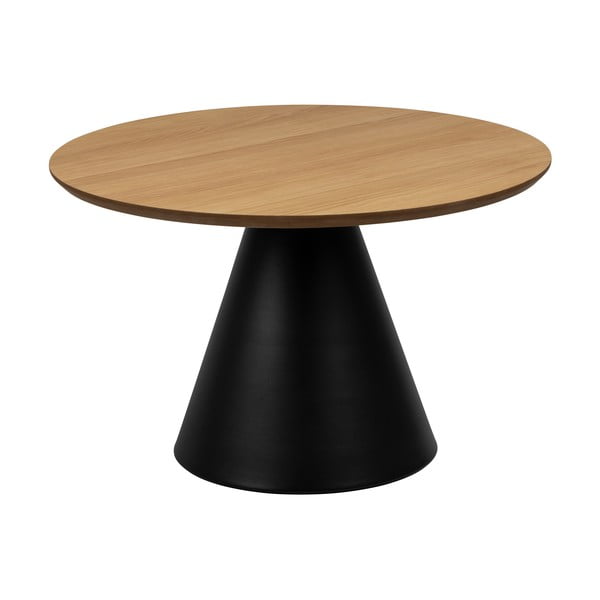 Czarny okrągły stolik z blatem w dekorze dębu ø 65 cm Soli – Actona