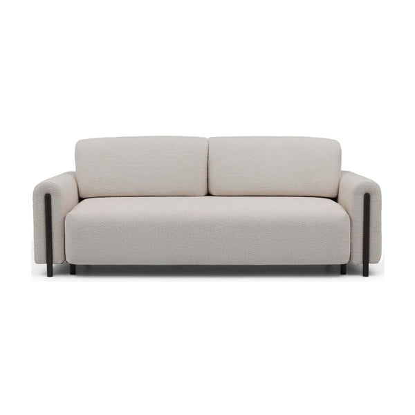 Szarobeżowa rozkładana/ze schowkiem sofa z materiału bouclé 244 cm Arcadova – ELTAP