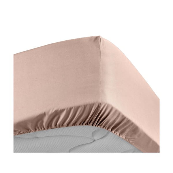 Różowe prześcieradło z perkalu bawełnianego z gumką 160x200 cm Percaline – douceur d'intérieur-image-3