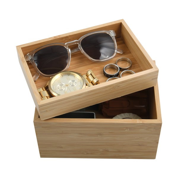 Bambusowy organizer łazienkowy na kosmetyki w naturalnym kolorze Isalys – MSV-image-4