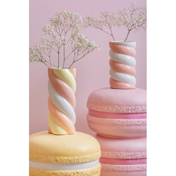 Biały/różowy ceramiczny wazon (wysokość 23 cm) Marshmallow – PT LIVING-image-1