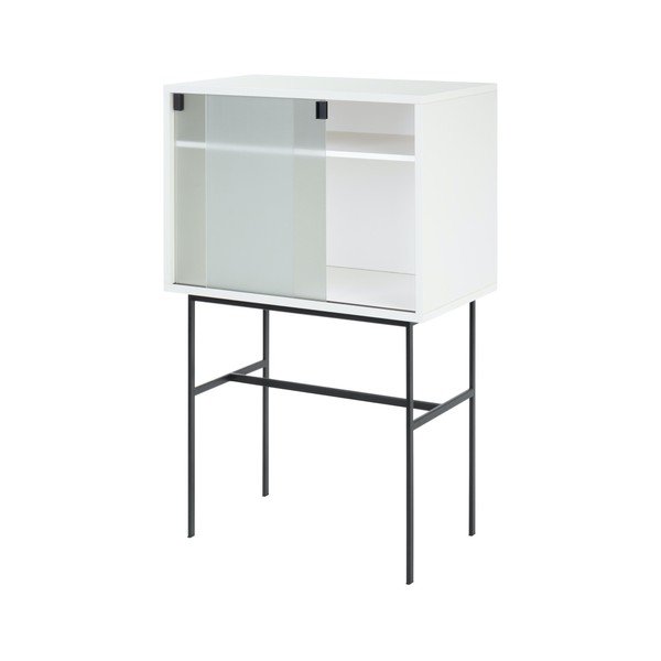 Szarobeżowa witryna z drzwiami przesuwnymi 70x109x40 cm Lekko – noo.ma