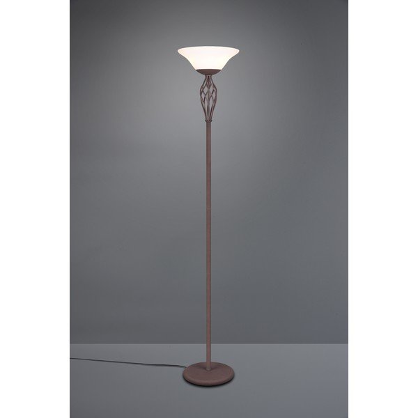 Ciemnobrązowa lampa stojąca ze szklanym kloszem (wysokość 180 cm) Rustica – Trio-image-1