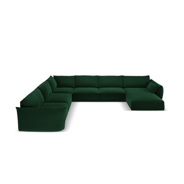 Ciemnozielony aksamitny narożnik (lewostronny/w kształcie litery U) Vanda – Mazzini Sofas