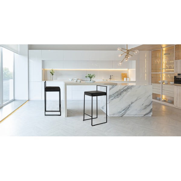 Czarne hokery zestaw 2 szt. z imitacji skóry (wysokość siedziska 65 cm) Dodo – Tomasucci-image-1