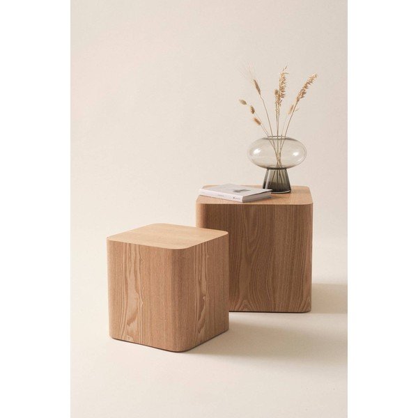 Stoliki zestaw 2 szt. w dekorze jesionu 40x40 cm Cubo – Jotex-image-1