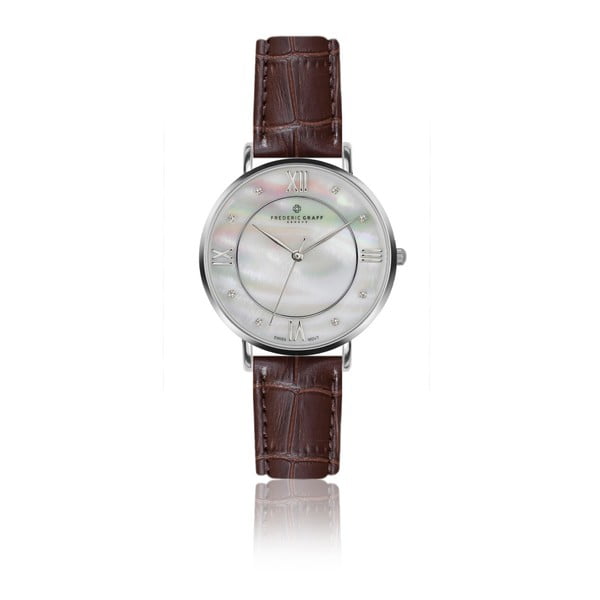 Zegarek damski z brązowym paskiem skórzanym Frederic Graff Silver Liskamm Croco Brown Leather
