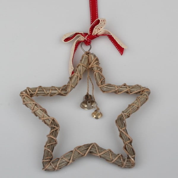 Brązowy rattanowy wieniec w kształcie gwiazdy Dakls Bell, 48 cm