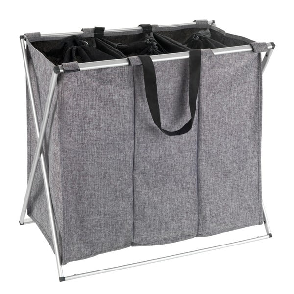 Szary potrójny kosz na pranie Wenko Trio, 130 l-image-1
