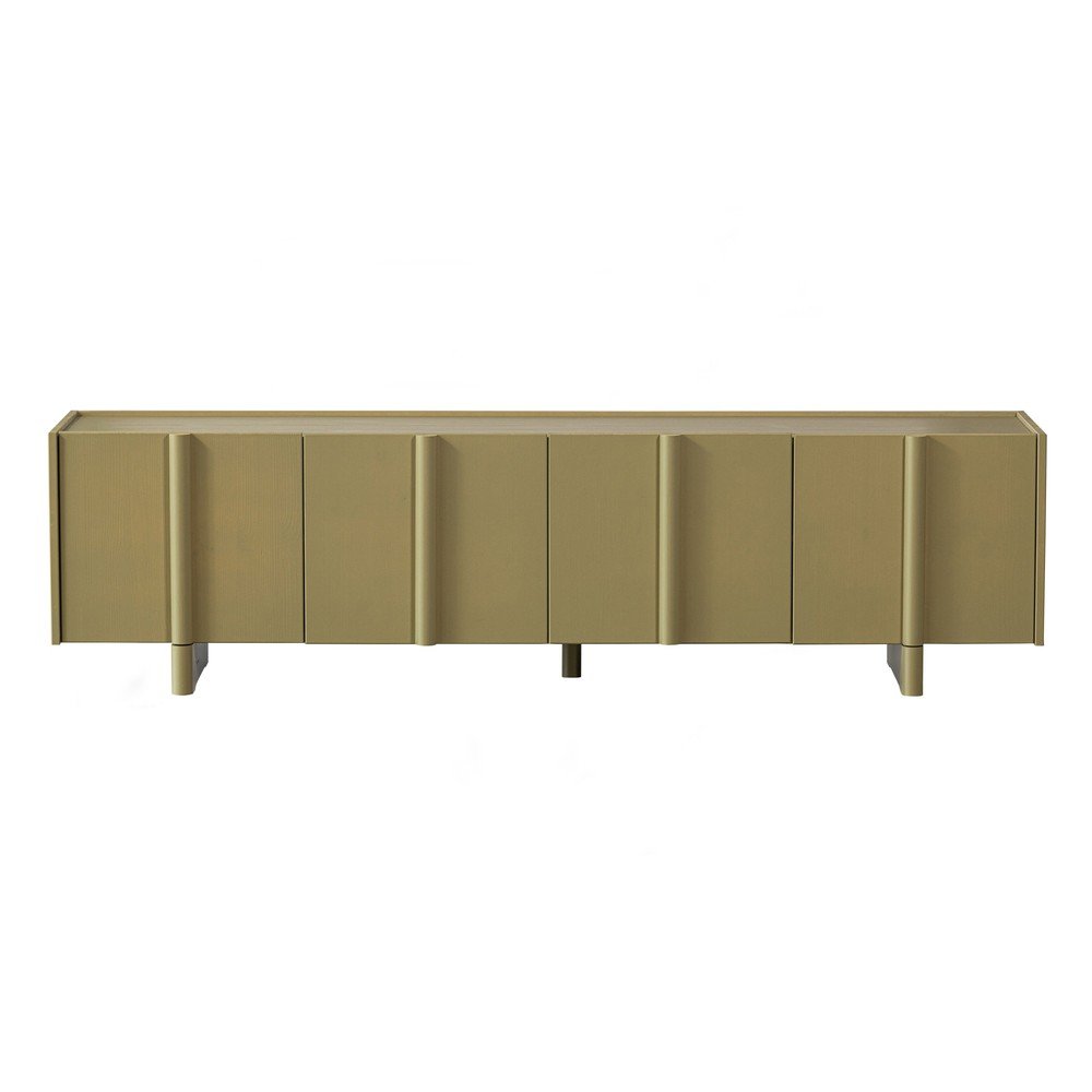 Szafka pod TV z litego drewna sosnowego w kolorze khaki 200x53x46 cm Basu – WOOOD