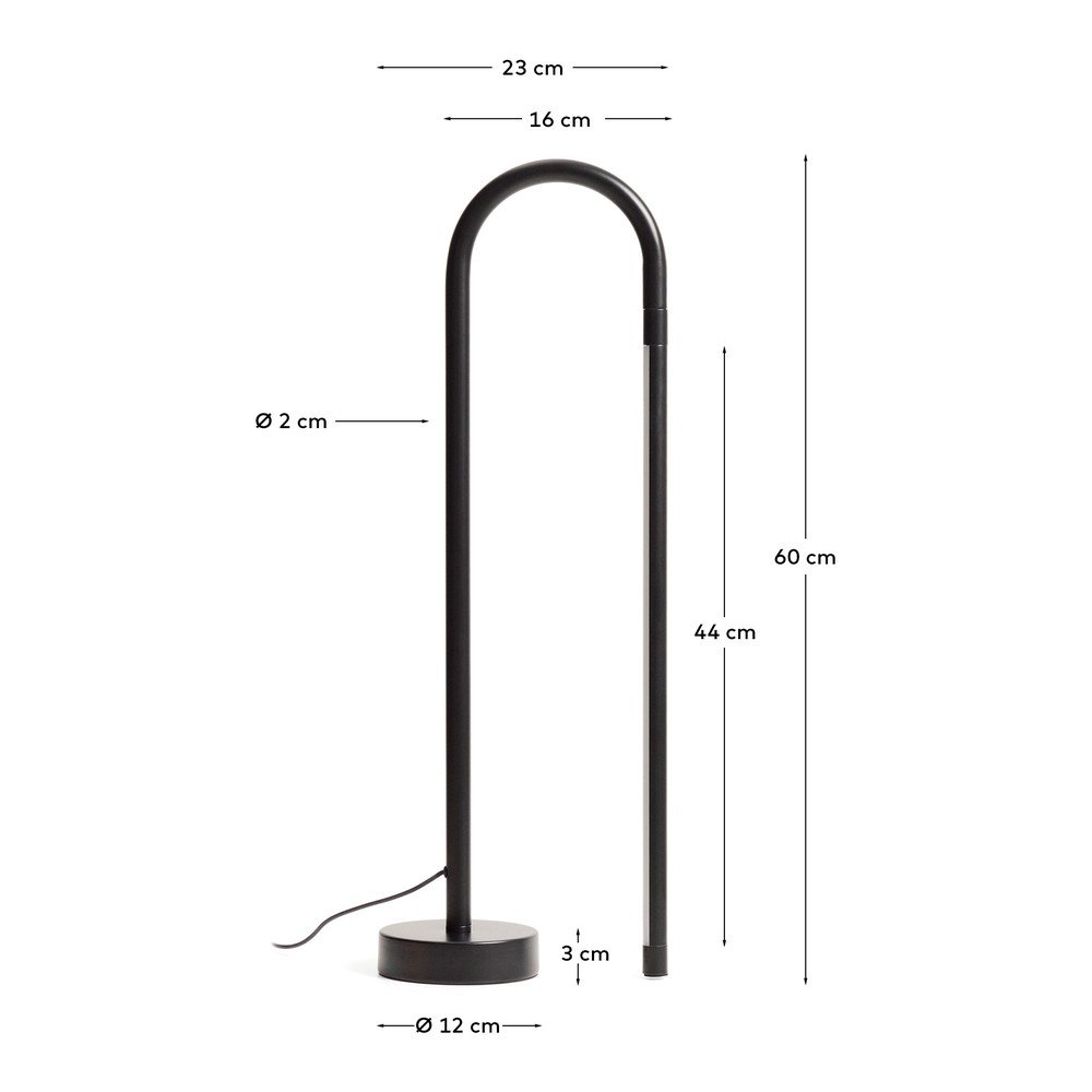 Czarna lampa stojąca LED (wysokość 60 cm) Bow – Kave Home (zdjęcie 7)