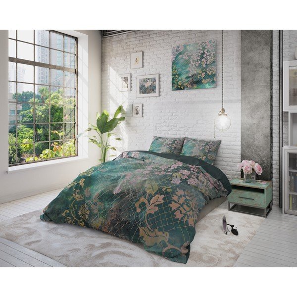 Zielona bawełniana pościel jednoosobowa Pure Cotton Tiran Flower, 140x200 cm-image-4
