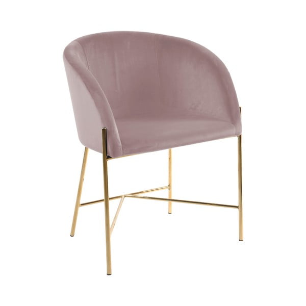 Różowe krzesło z nogami w kolorze złota Interstil Nelson-image-1