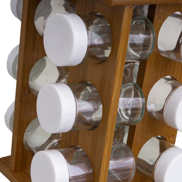 Zestaw pojemników na przyprawy ze stojakiem 12 szt. Bamboo Walnut – Casa Selección-image-2