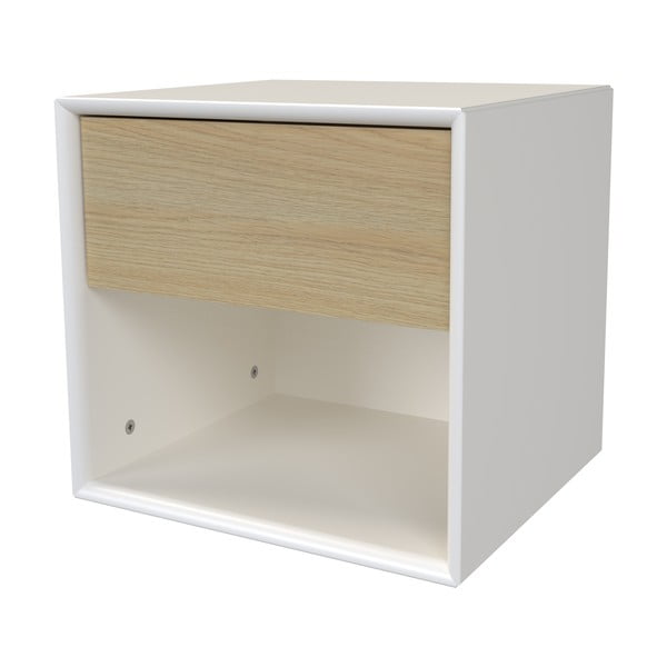 Biało-naturalna kolorze szafka nocna w dekorze dębu Alba – Tenzo-image-4