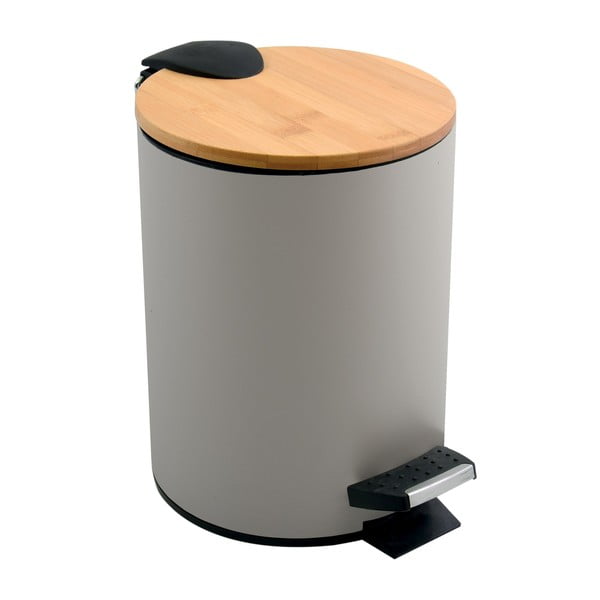 Szarobrązowy stalowy kosz na śmieci z pedałem 3 l   Adonis – Spirella