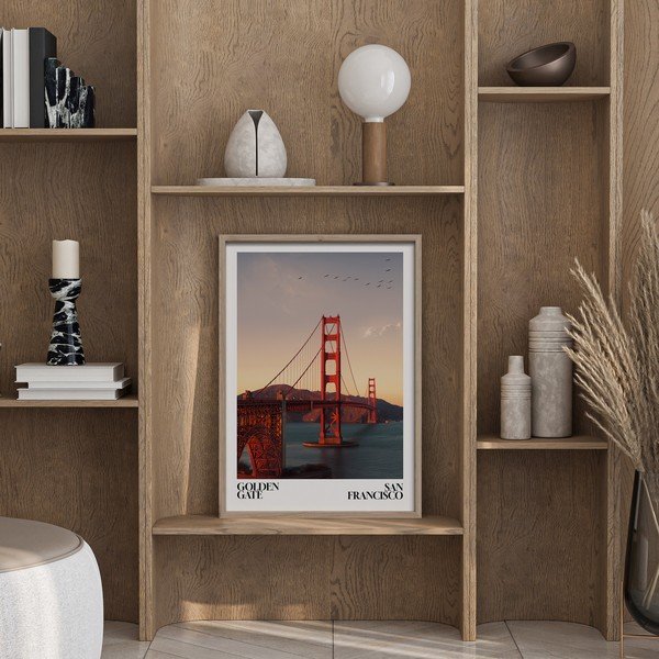 Obraz drukowany z ramą w zestawie 50x70 cm Golden Gate – Styler-image-1