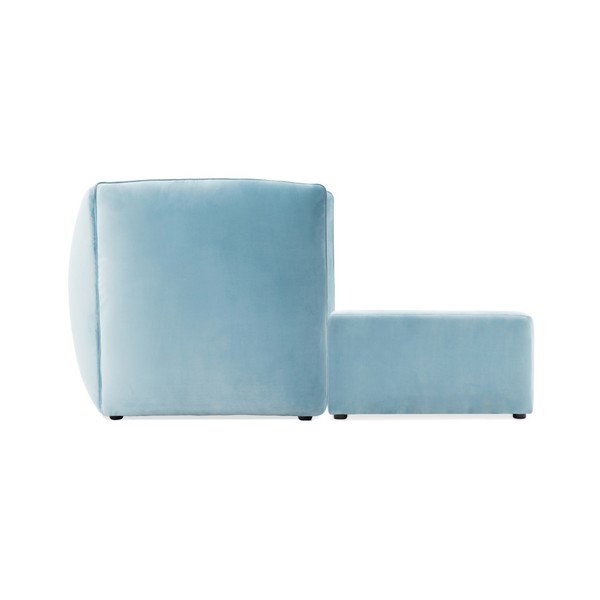 Jasnoniebieska 2-osobowa sofa modułowa z podnóżkiem Vivonita Velvet Cube-image-2