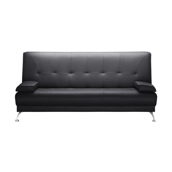 Czarna rozkładana sofa z imitacji skóry Prêt à Meubler Classics Midnight