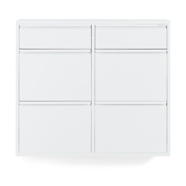 Biała metalowa uchylna szafka na buty 98x86x15 cm Billy – Spinder Design-image-3