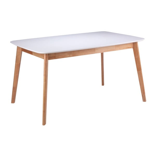 Biały stół rozkładany z nogami z drewna kauczukowego sømcasa Enma, 120 x 75 cm